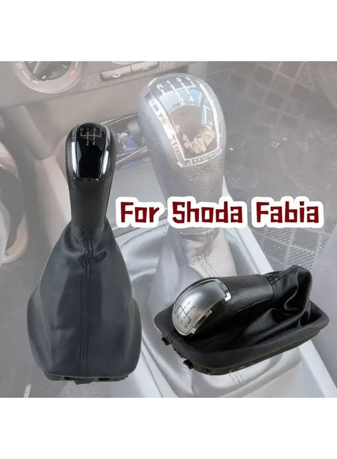 ترقية مقبض ناقل الحركة من الجلد PU الفضي المناسب عالميًا للسيارات ذات 5 و6 سرعات رأس عصا التروس الرياضية - Image 4